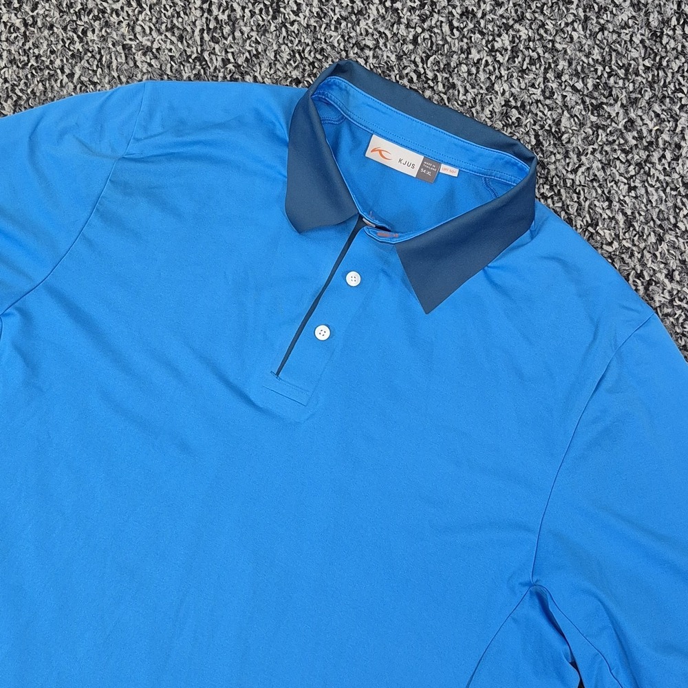 KJUS Polo Shirt Mens XL Blue Golf Short Sleeve Comfort fit Performance